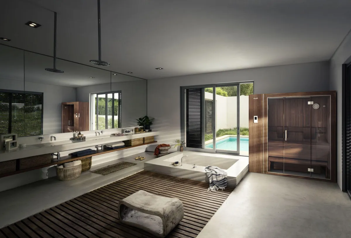 Die Sauna S1 von KLAFS - hier im Badezimmer