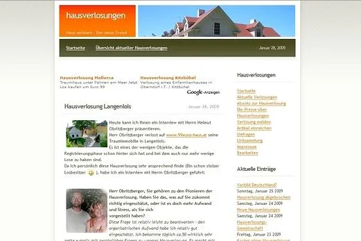 Portal zu Hausverlosungen in Österreich Bild: Portal zu Hausverlosungen in Österreich