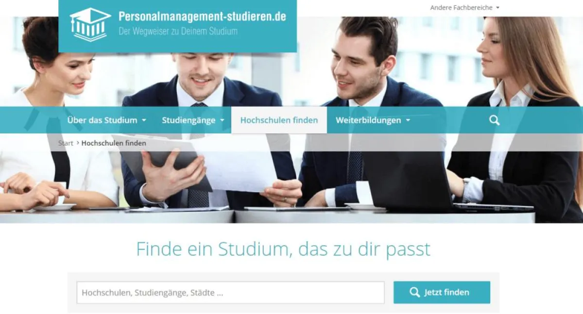 Screenshot der Webseite