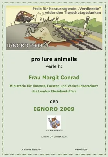 Preis wider den Tierschutz: IGNORO 2009 Bild: Preis wider den Tierschutz: IGNORO 2009