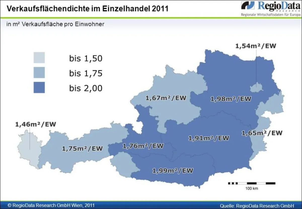 RegioData Verkaufsflaechendichte Oesterreich Bundeslaender
