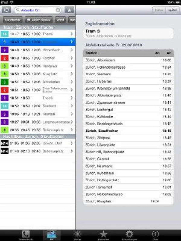 Screenshot iPad mit search.ch iApp