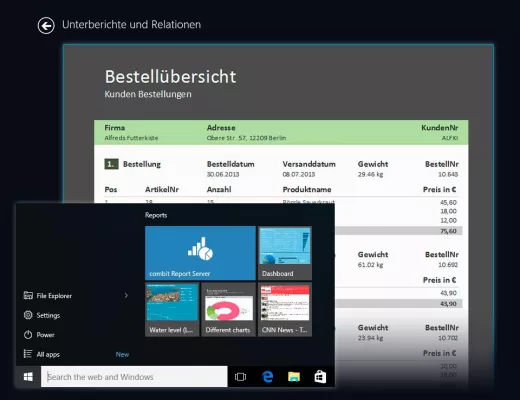 Bild: Mit der kostenlosen combit Report Server Windows App noch schneller auf Berichte zugreifen
