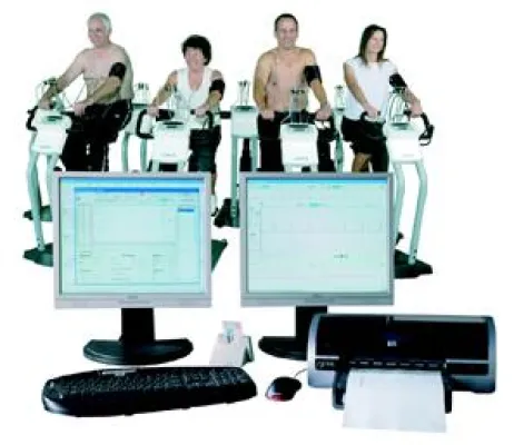 Bild: Funkvernetzung von 16 Ergometern in der Rehabilitation