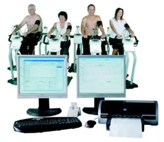 Funkvernetzung von 16 Ergometern in der Rehabilitation Bild: Funkvernetzung von 16 Ergometern in der Rehabilitation