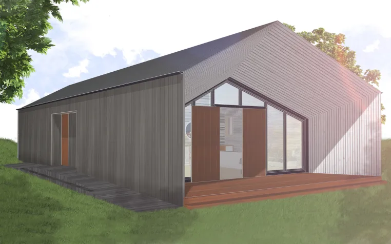 Bild: Das CO2 Depot Ferienhaus WOOP von RITTWEGER und TEAM ist für den Creen Concept Award 2022 nominiert