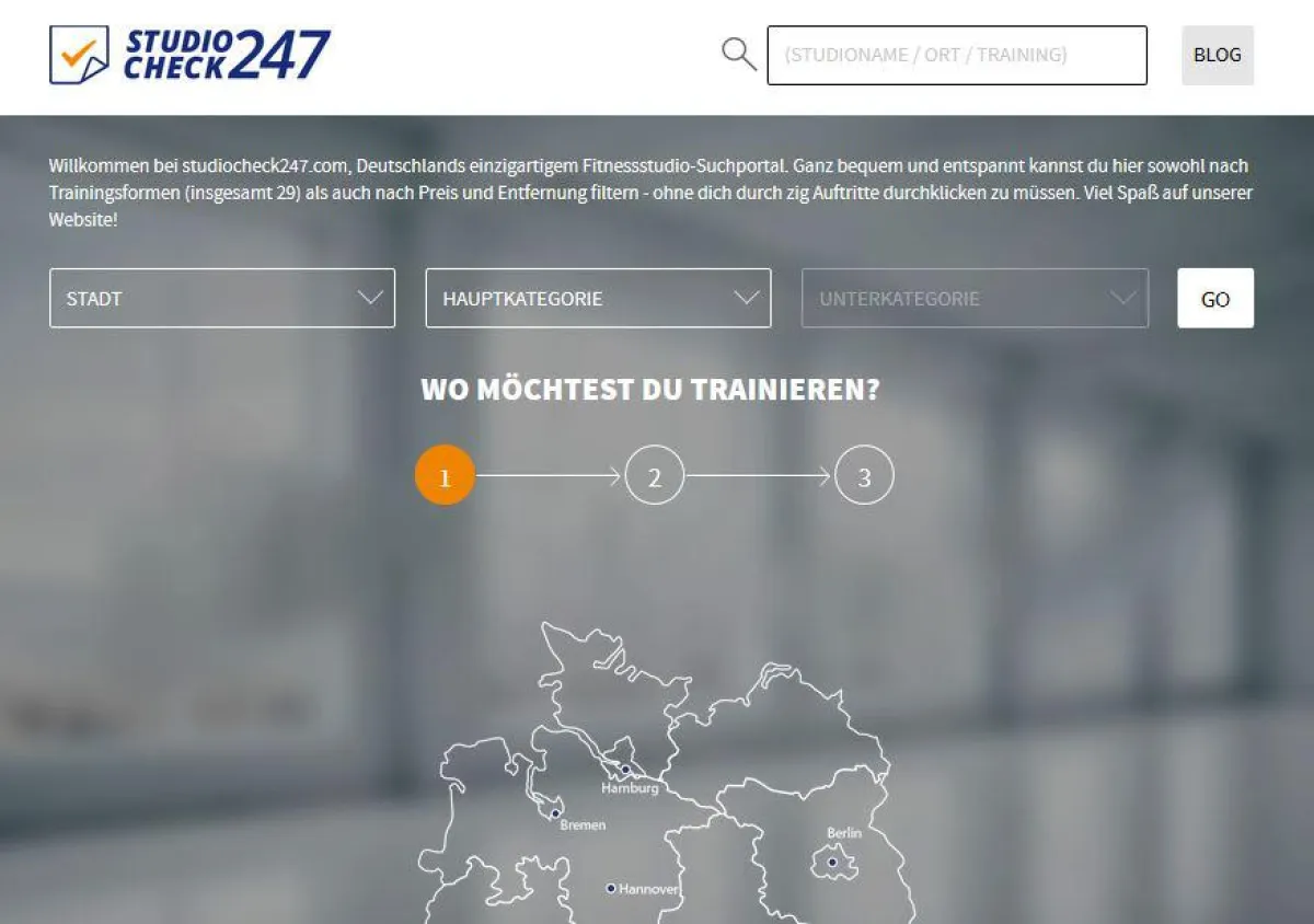 Online seit März 2015: das Fitnessstudio-Suchportal studiocheck247.com.