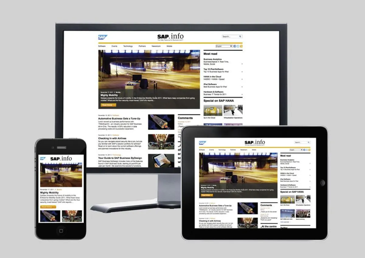 Die Konzipierung von sap.info ermöglicht eine optimale Darstellung auf allen mobilen Endgeräten.