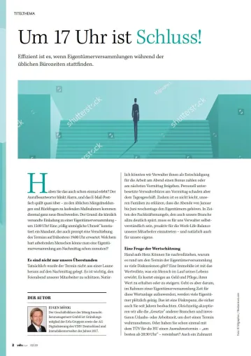 Um 17 Uhr ist Schluss! Mönig Immobilienmanagement in der Verwalterzeitschrift VDIVaktuell 2/20 Bild: Um 17 Uhr ist Schluss! Mönig Immobilienmanagement in der Verwalterzeitschrift VDIVaktuell 2/20