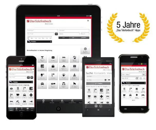 Bild: Allen Grund zu feiern: Seit fünf Jahren gibt es die Apps von Das Telefonbuch