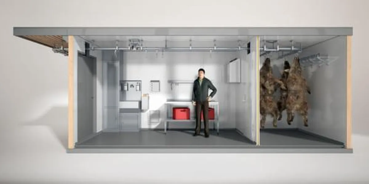 Querschnitt Modul mit Wildkühlzelle und Zerwirkraum