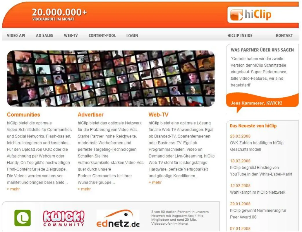 Startseite hiClip Website