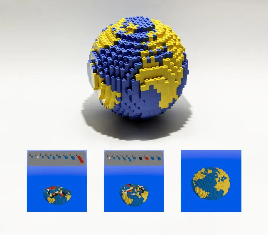 Erdkugel aus LEGO Steinen mit Bauanleitung