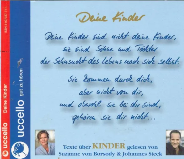 Das Hörbuch: „Deine Kinder“ gelesen von Suzanne von Borsody und Johannes Steck Bild: Das Hörbuch: „Deine Kinder“ gelesen von Suzanne von Borsody und Johannes Steck