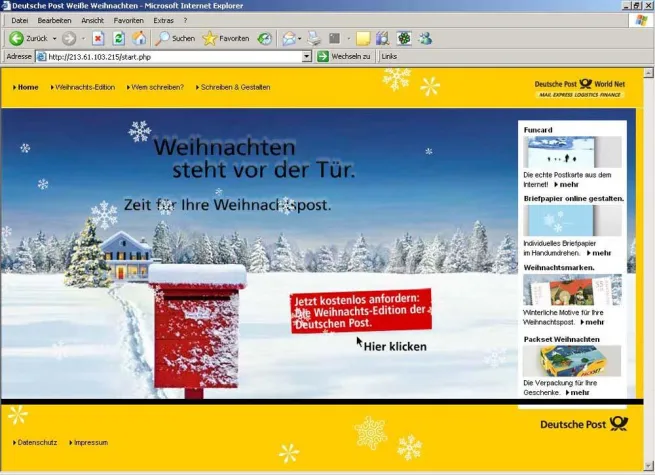 e7 realisiert die Online-Weihnachtskampagne 2006 für die Deutsche Post AG Bild: e7 realisiert die Online-Weihnachtskampagne 2006 für die Deutsche Post AG