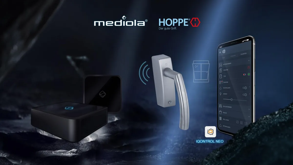 Das einzigartig umfassende mediola Smart Home System integriert nun auch Hoppe eFenstergriffe