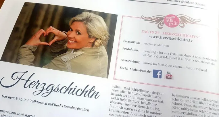 „Herzgschichtn“ – Das Web -TV-Talkformat aus Kitzbühel startet durch Bild: „Herzgschichtn“ – Das Web -TV-Talkformat aus Kitzbühel startet durch