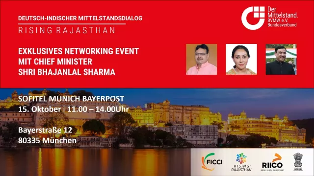 Bild: Chief Minister von Rajasthan in München: Stärkung der deutsch-indischen Wirtschafts- und Tourismusbeziehungen