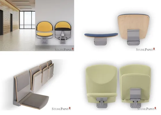 Bild: Freie Fluchtwege in Fluren und Wartezonen Dank fest montierten Wandklappsitzen