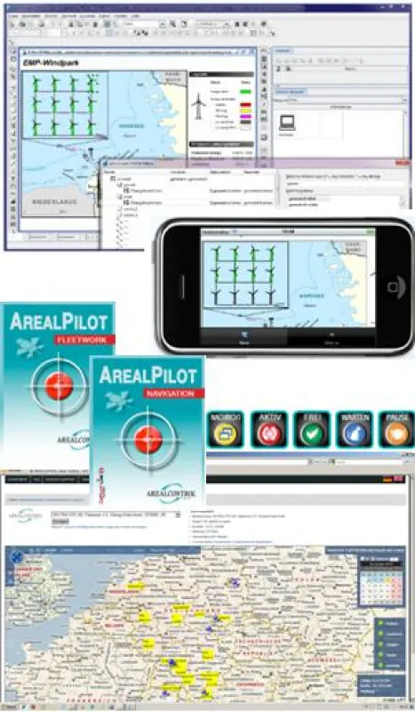 Screenshots Portal & Apps; AREALCONTROL GmbH, IN - integrierte informationssysteme GmbH