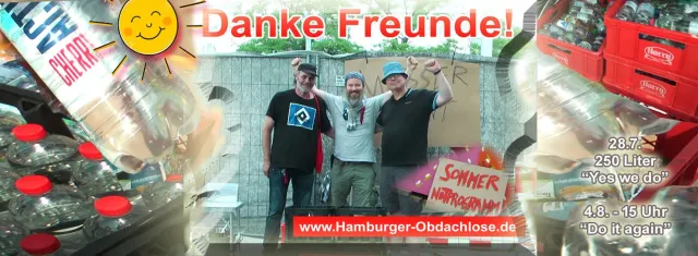 HAMBURG PACKT AN - Wasserspende für Obdachlose - jeden Sonntag 15 Uhr Bild: HAMBURG PACKT AN - Wasserspende für Obdachlose - jeden Sonntag 15 Uhr