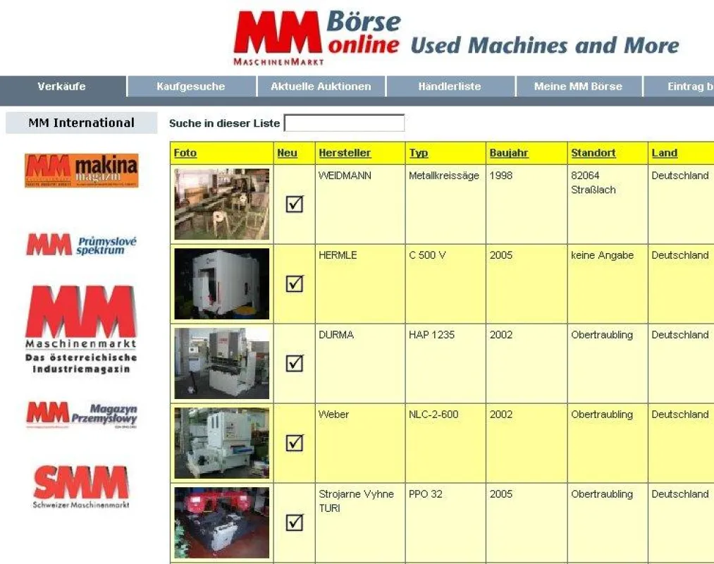 MM-Börse online: Maschinen in 14 Sprachen weltweit kaufen