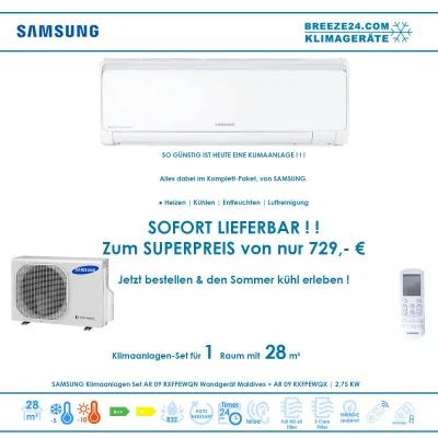 ? KLIMAANLAGEN - SET VON SAMSUNG FÜR 1 ZIMMER MIT BIS ZU 28 M² Bild: ? KLIMAANLAGEN - SET VON SAMSUNG FÜR 1 ZIMMER MIT BIS ZU 28 M²