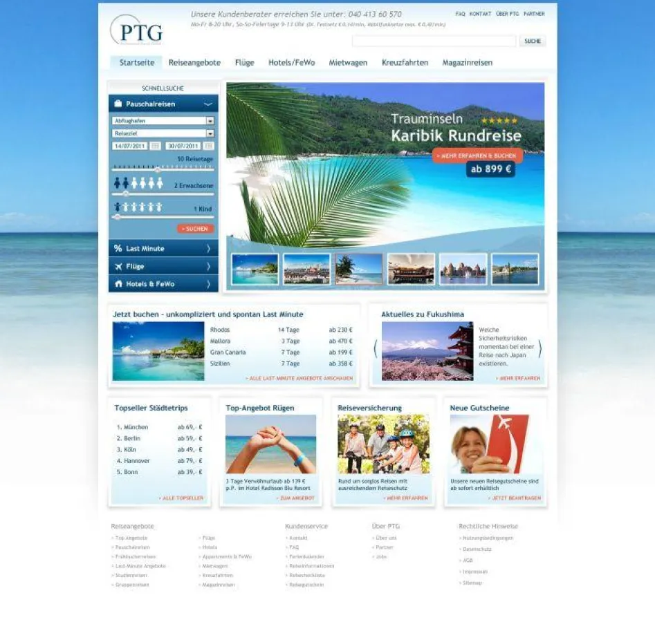 Das Design der neuen Whitelabel Reiseshops der PTG