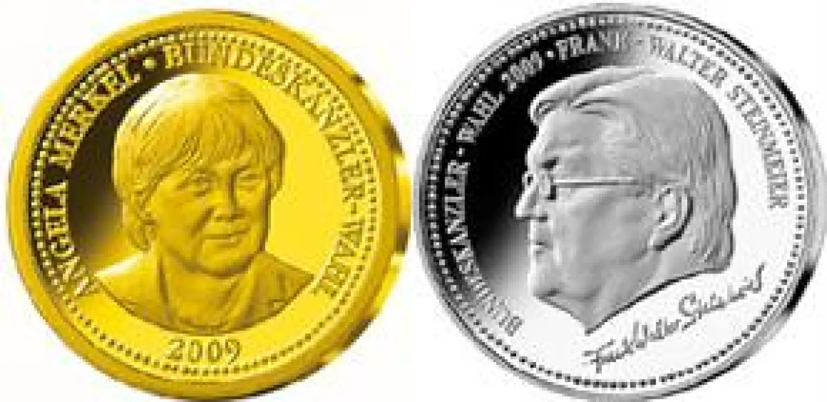 Gedenkprägungen der Kandidaten in Gold und Silber