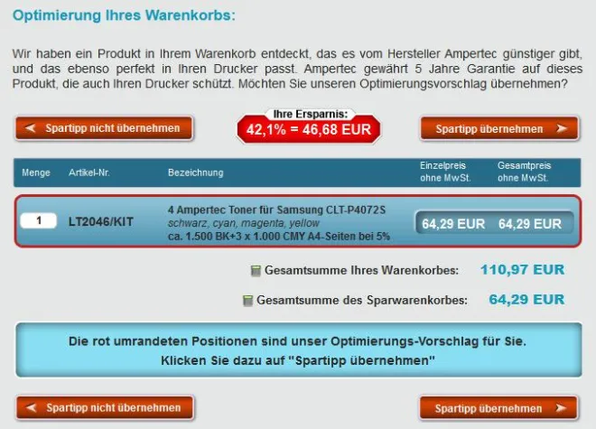 Bild: Geld sparen beim Tonerkauf