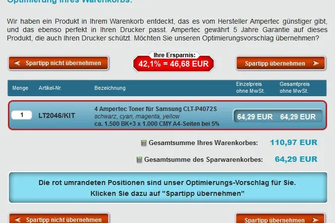Bild: Geld sparen beim Tonerkauf