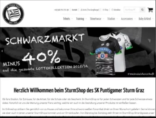 Neuer Webshop für Sturm Graz Bild: Neuer Webshop für Sturm Graz