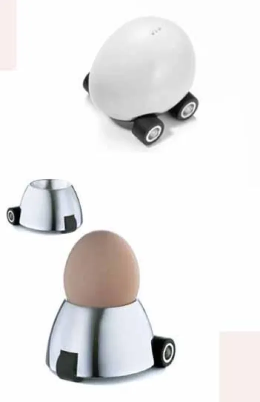 Troika Eierbecher MR.EGG und Salzstreuer FASTFOOD mit Rückziehmotor