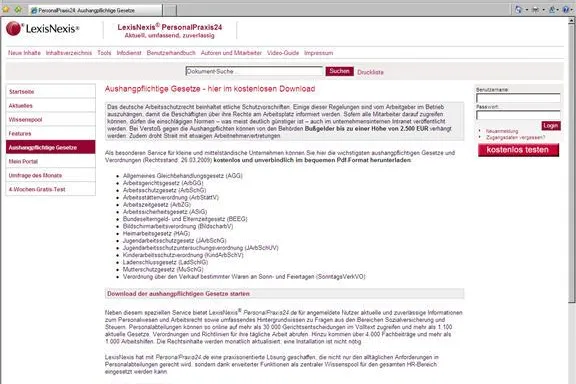 Bild: Online-Portal LexisNexis® PersonalPraxis24.de bietet aushangpflichtige Gesetze im kostenlosen Download