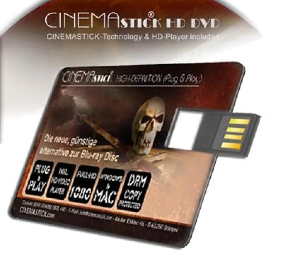 Die multimediale CINEMASTICK HD-Technologie für alle digitalen Speichermedien ermöglicht jetzt Spielfilmgenuss in High-Definition für jedermann.