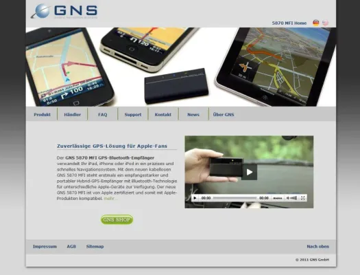 Bild: Eigene Produkt-Homepage für den GNS 5870 MFI Receiver