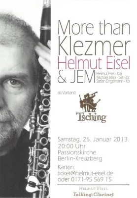 "More than Klezmer": Helmut Eisel & JEM in der Passionskirche Berlin // Support - Tsching Bild: "More than Klezmer": Helmut Eisel & JEM in der Passionskirche Berlin // Support - Tsching