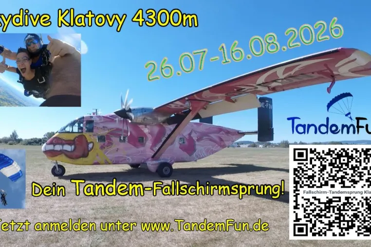 Bild: Dem Himmel so nah: Täglich Tandem-Fallschirmspringen in Klatovy bis zum 16. August 2026