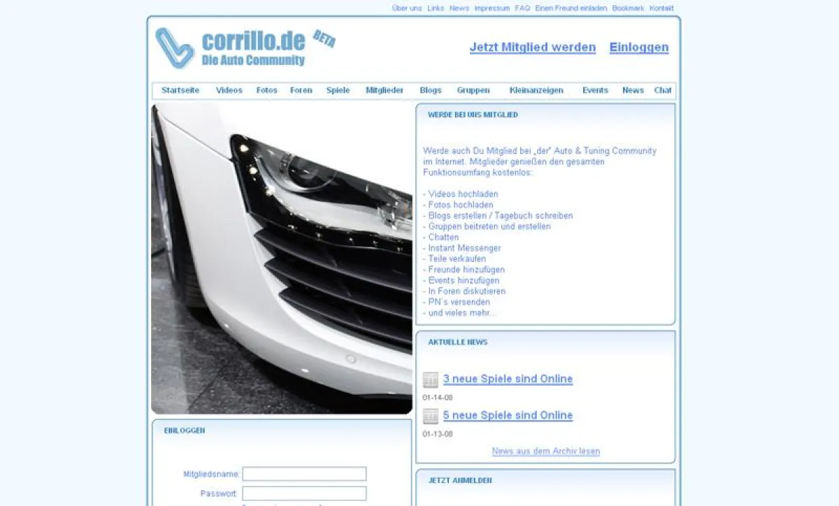 Screenshot der Internetseite