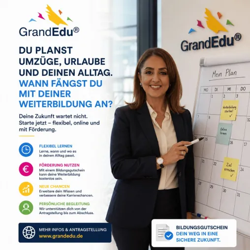 Berufliche Zukunft gehört in den Kalender: GrandEdu motiviert zum Start in die Weiterbildung Bild: Berufliche Zukunft gehört in den Kalender: GrandEdu motiviert zum Start in die Weiterbildung