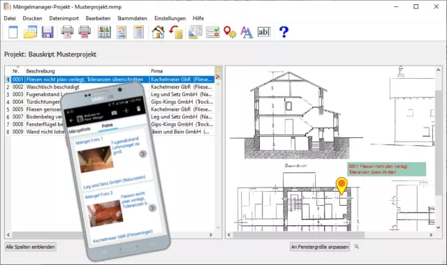 Bild: Mängelmanagement auf der Baustelle