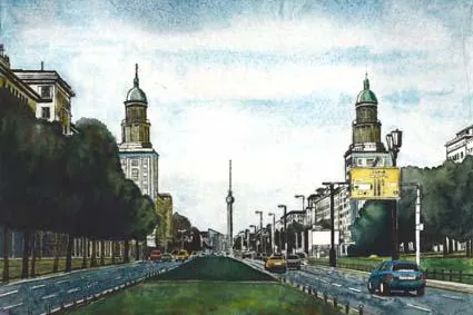 Berliner Stadtansichten, Radierungen aquarelliert Bild: Berliner Stadtansichten, Radierungen aquarelliert