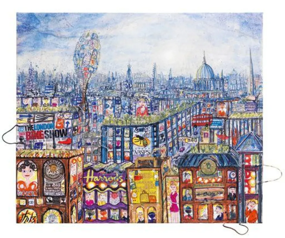 Thitz, London, 2015, Acryl und Tüten auf Leinwand,120 x 140 cm , Courtesy Galerie Rothamel
