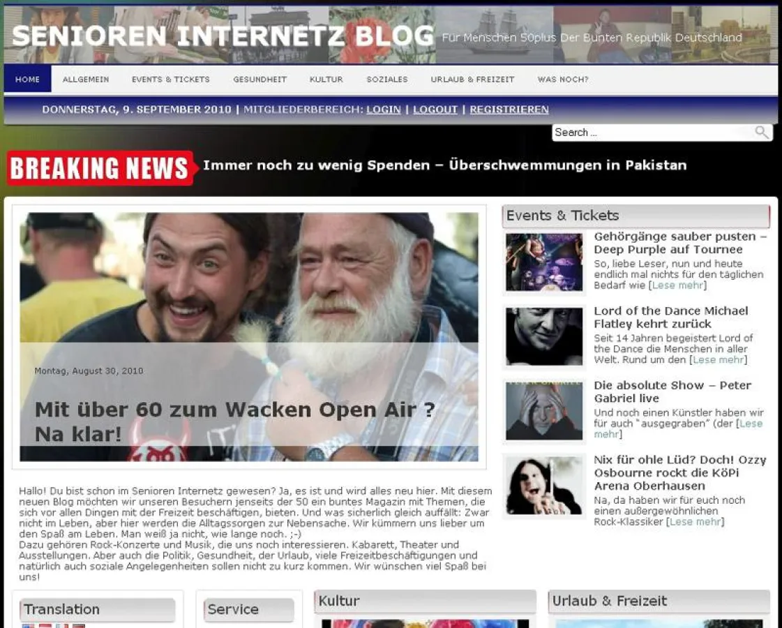 Titelseite des Senioren Internetz Blog