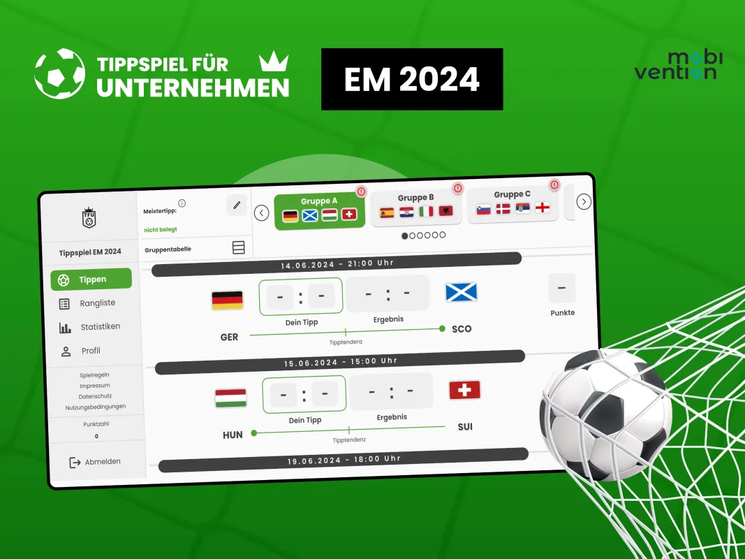 Tippspiel für Unternehmen EM 2024 (© mobivention)
