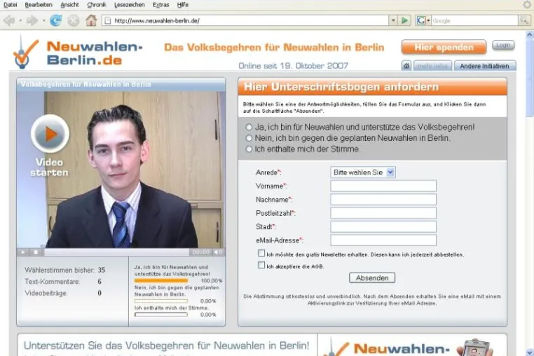 Bild: Internet-Volksbegehren für Neuwahlen in Berlin gestartet