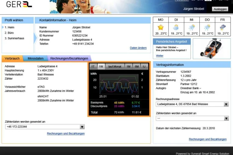 Deutschsprachiges Webportal für Smart Metering Kunden Bild: Deutschsprachiges Webportal für Smart Metering Kunden