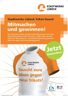 Bild: Stadtwerke Lübeck Trikot-Tausch: C-Jugend des TSV Eintracht Groß Grönau gewinnt neue Pullover