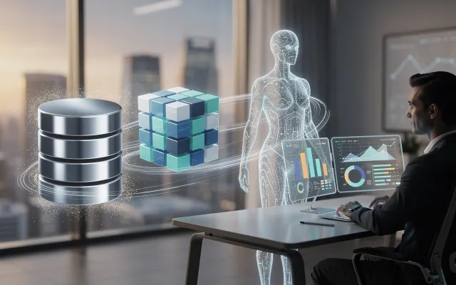 „SQL + Cube + KI + Mensch = Basis für bessere Entscheidungen“ Bild: „SQL + Cube + KI + Mensch = Basis für bessere Entscheidungen“