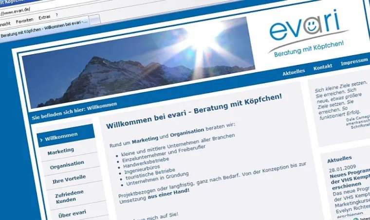 Bild: Marketingberatung evari aus dem Allgäu mit neuem Internetauftritt